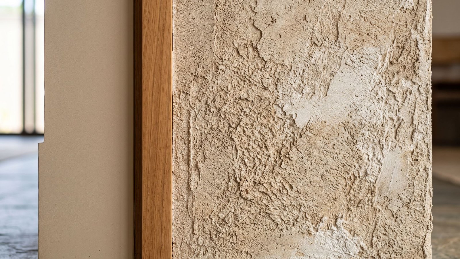 Detalhe de textura e acabamento em parede